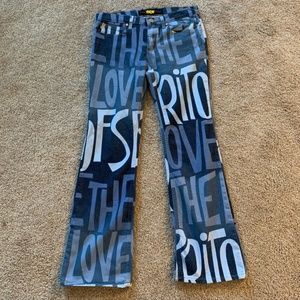 Todd Oldham Vintage “Spirit of Love” Hippie Flare Graffiti Jeans